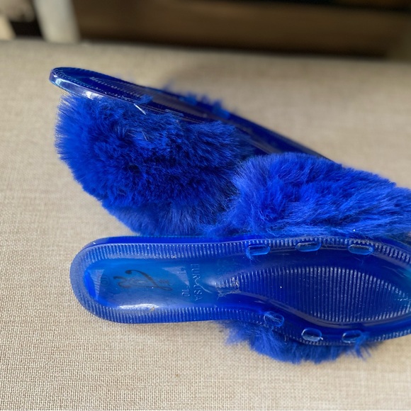 Super Jack Rhinestone Jelly Slide- On’s - Royal Blue - Faux Feather/ Size 10 - Picture 8 of 8